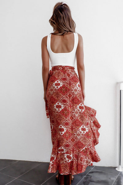 Full Length One-piece Chiffon Print Skirt w/straps