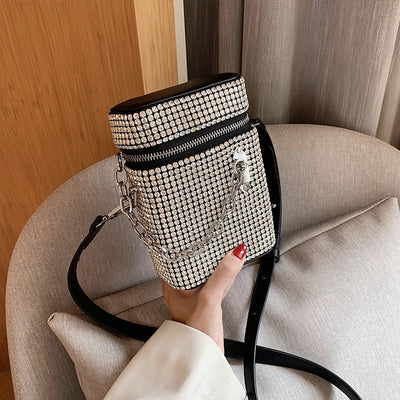 Zip Up Rhinestone Messenger Bag