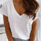 Short-sleeve V-neck Button T-shirt (up to 3XL)
