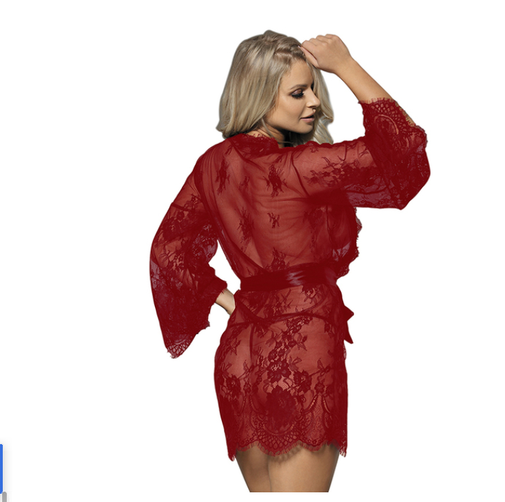 Long Sleeve Lace Pajamas (Plus Sizes)