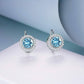 925 Sterling Silver Round Halo Lever-back Earrings w/Crystal from Austria