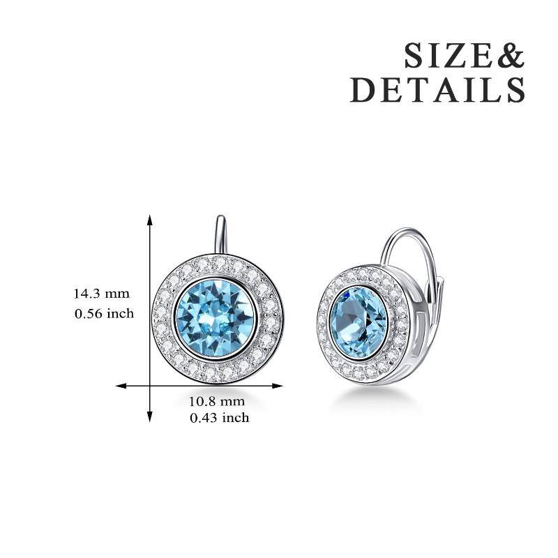 925 Sterling Silver Round Halo Lever-back Earrings w/Crystal from Austria