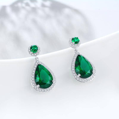 925 Sterling Silver Emerald Stud Earrings