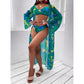 Three-Piece Tropical Bikini Coverup Set