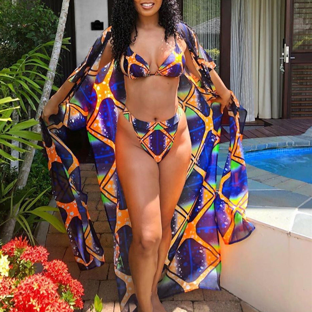 African Print 3 pc. Bikini Suit