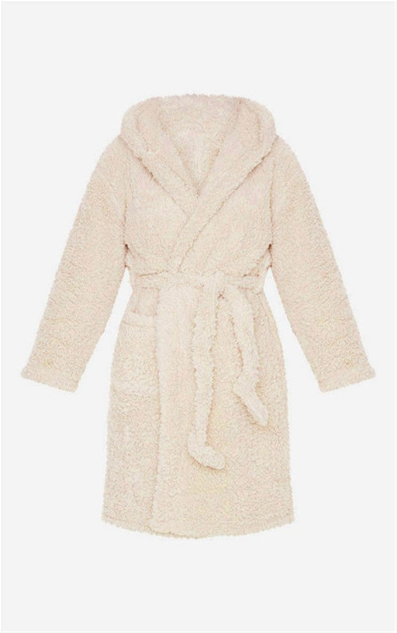 Short Fluffy Robe w/Front Tie and Bunny Ears