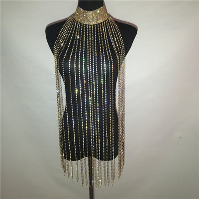 Rhinestone Tassel Body Necklace