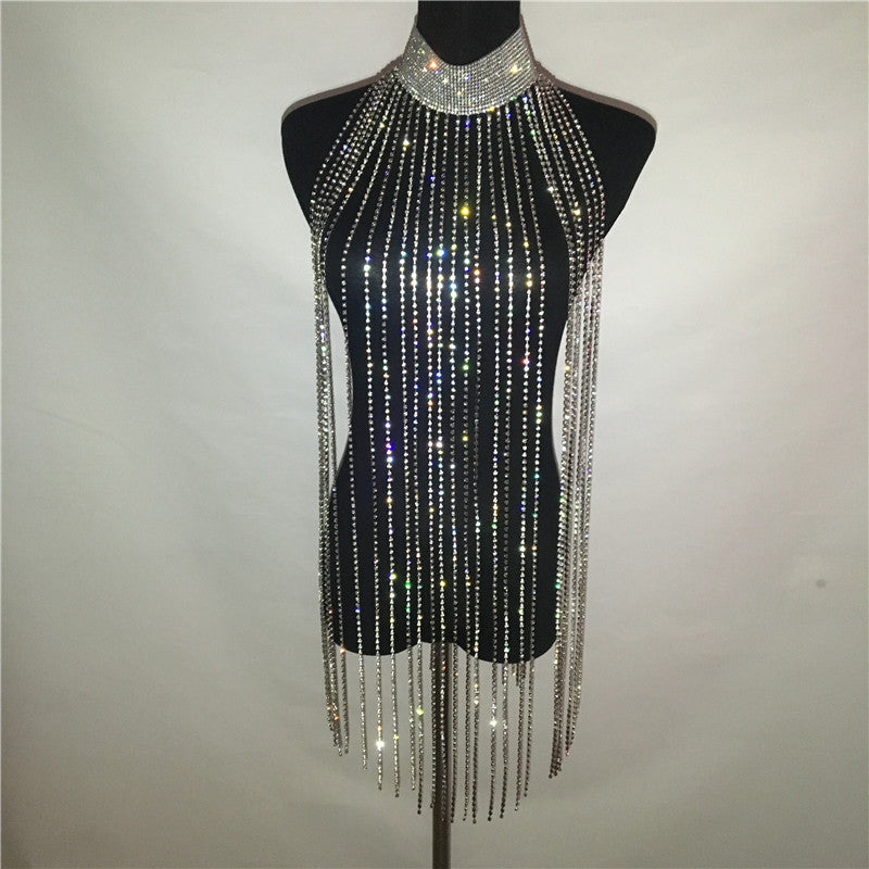 Rhinestone Tassel Body Necklace