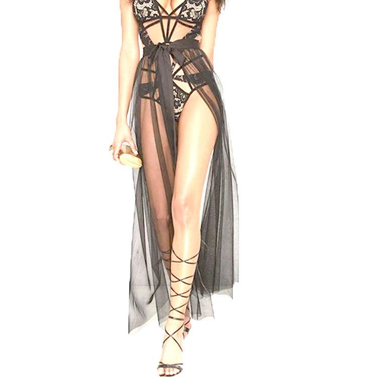 Waist Tie Mesh Beach Cover-up Dress