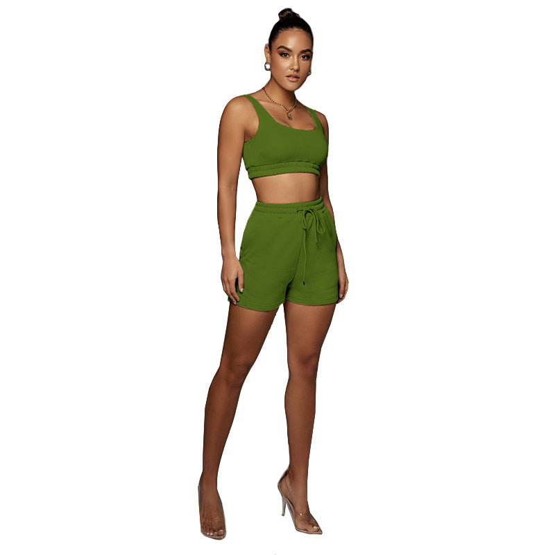 Tank Top & Shorts Two Piece Sweatshirt Set