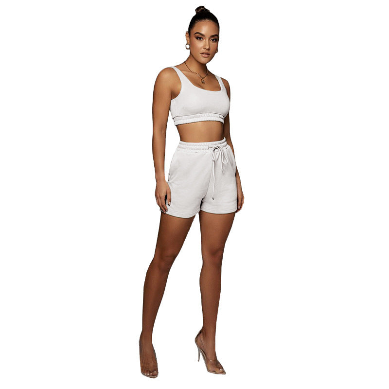 Tank Top & Shorts Two Piece Sweatshirt Set