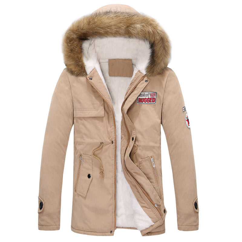 Thick Padded Fleece Army Parka w/Furry Hood