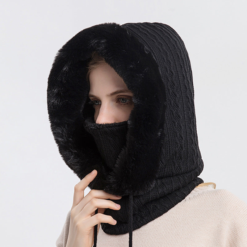 Turtle Neck Drawstring Hat w/Built in Mask