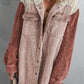 Snap Front Hooded Corduroy Jacket