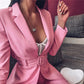 Blazer Top Short Pants with Matching Belt Suit Set