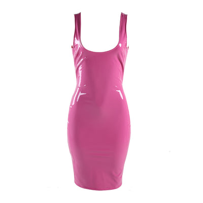 BubbleGum U-Shaped Faux Leather Dress