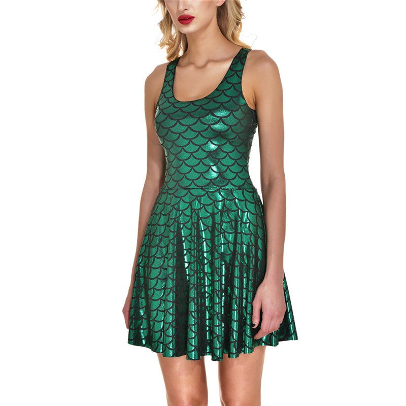 Shiny Mermaid Sleeveless Short Tank Dress (up to 4XL)