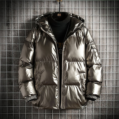 Shiny Puffer Hooded Jacket (up to 5XL)