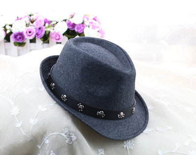 British Retro Woolen Hat w/Skull Band