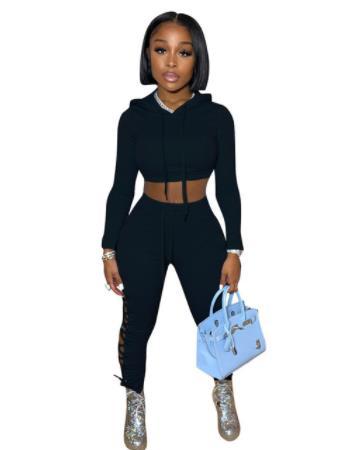 Criss Cross Opening Sweatpants Two Piece Set