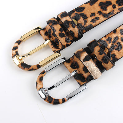Leopard Print Leather Belt