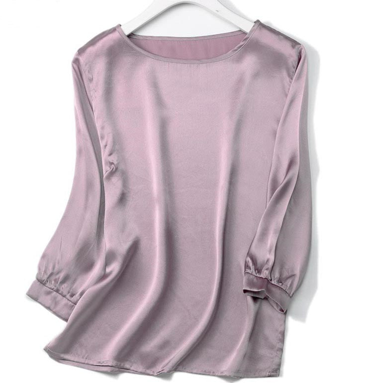Lantern Sleeve Silkworm Pearl Satin Shirt