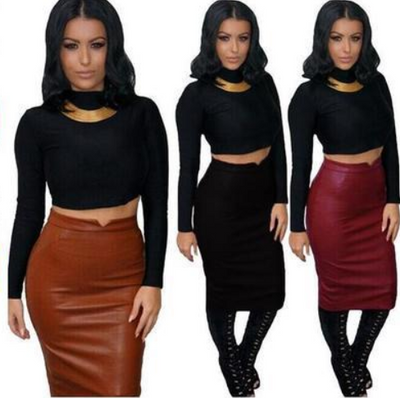 Faux Leather High Waist Skirt