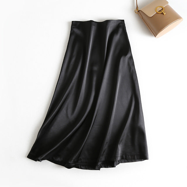 Long Golden Satin Skirt