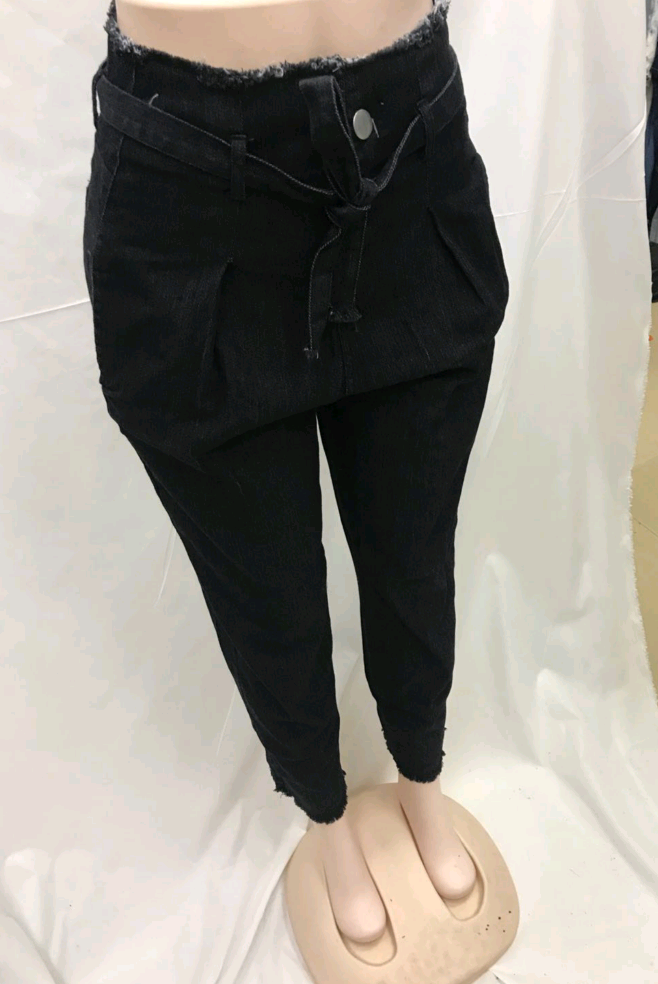 High Waist Belted Flowerbed Jeans