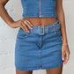 Denim Sling Zip Wrap Mini Tank Top Skirt