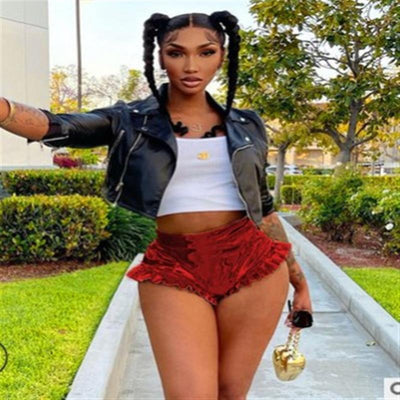 Gonna Shine PU Leather High Waist Ruffled Shorts