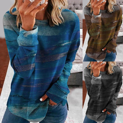 Dye Style Long Sleeved Print Shirt (up to 5XL)