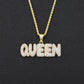 Queen or King Diamond Letter Pendant & Necklace