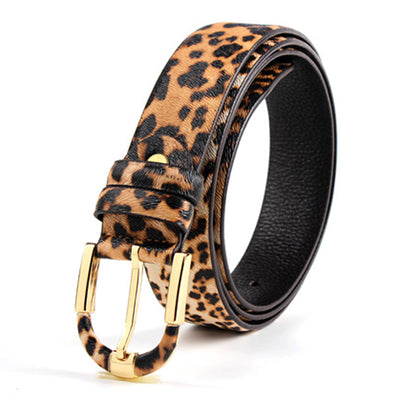 Leopard Print Leather Belt