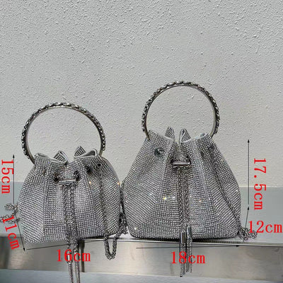 Round Handle Diamond Tassel Bag
