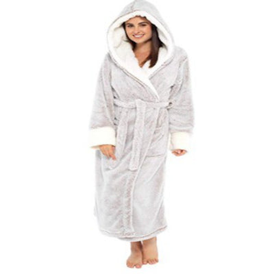 Long Bathrobe Night Gown with Hoodie