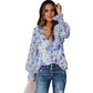 Floral Lantern Sleeve Loose Fitting Shirt (Plus sizes)
