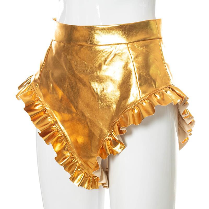 Gonna Shine PU Leather High Waist Ruffled Shorts