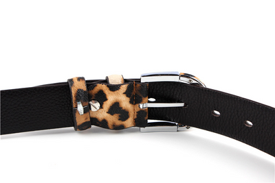 Leopard Print Leather Belt