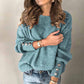 Long Sleeve Round Neck Button Knit Shirt