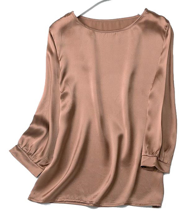 Lantern Sleeve Silkworm Pearl Satin Shirt