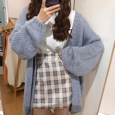 Lazy Wind Thick Loose Open Front Sweater