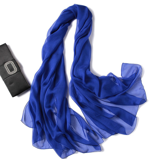 Pure Color Sheer Silk Scarf