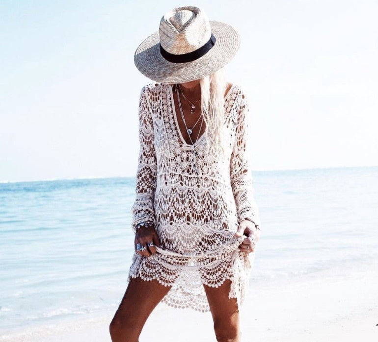 Long Loose Mesh Swimwear Cover-up