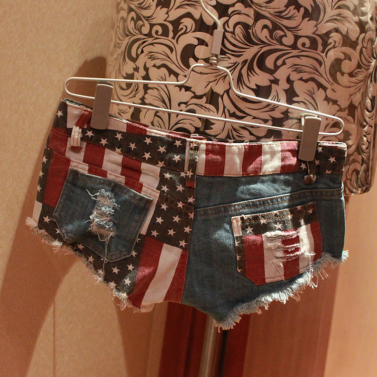 American Flag Distressed Short Shorts