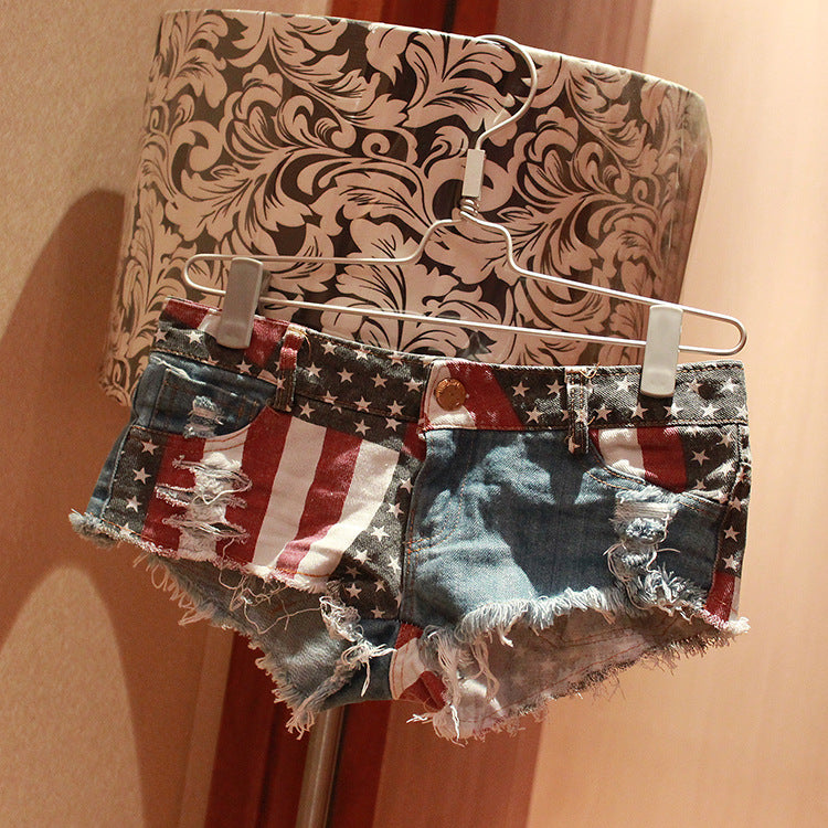 American Flag Distressed Short Shorts