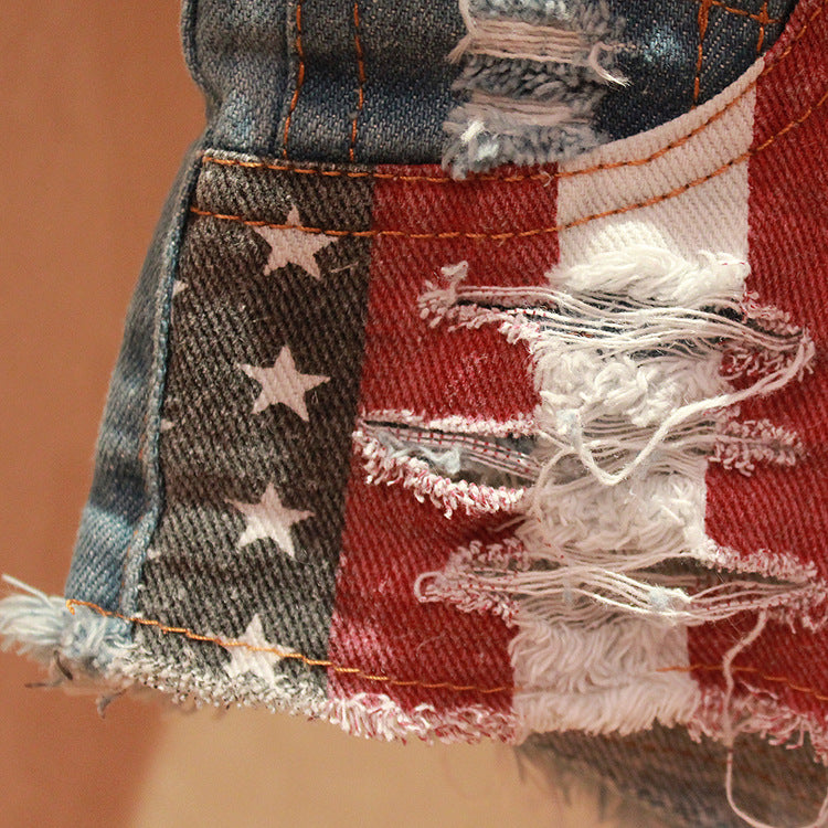 American Flag Distressed Short Shorts