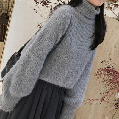 Loose Fitting Lotus Root Mohair Sweater