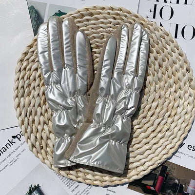 Shiny Suede Waterproof Down Riding Gloves