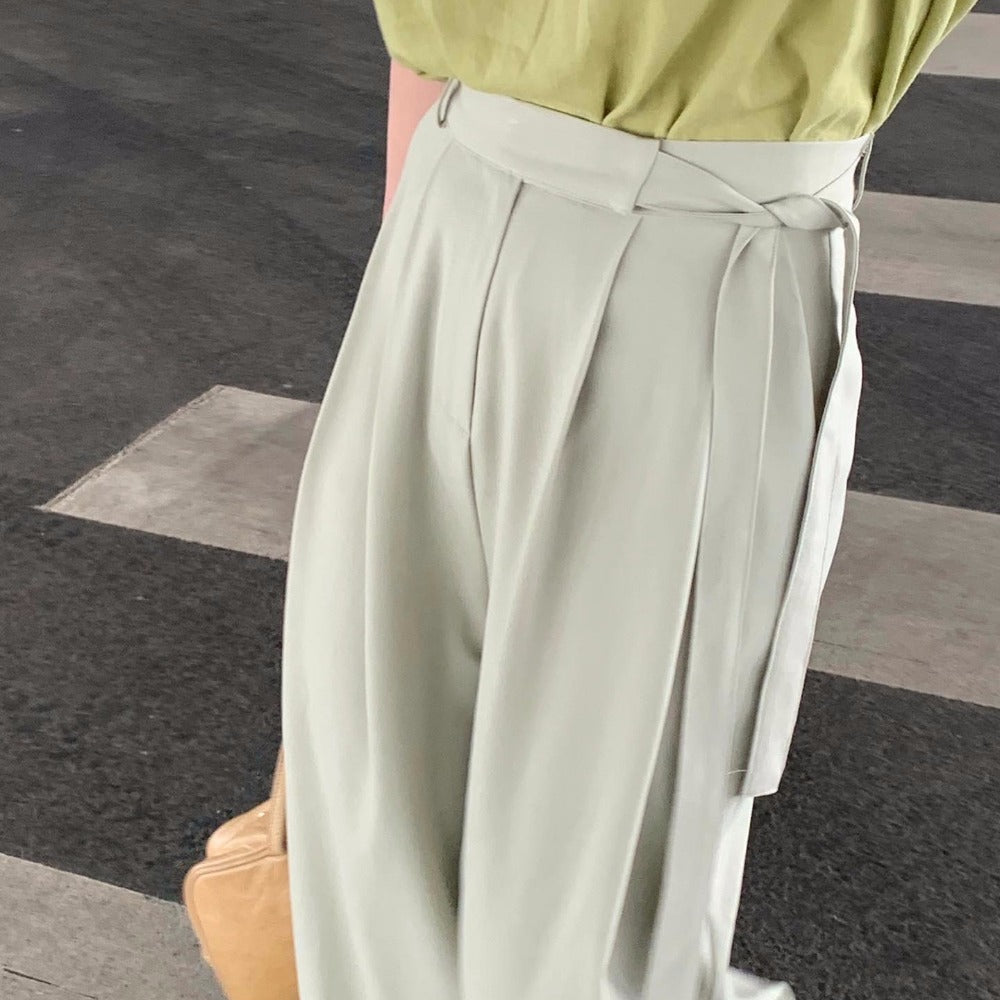 Wide Leg High Waist Drape  Commuter Pants